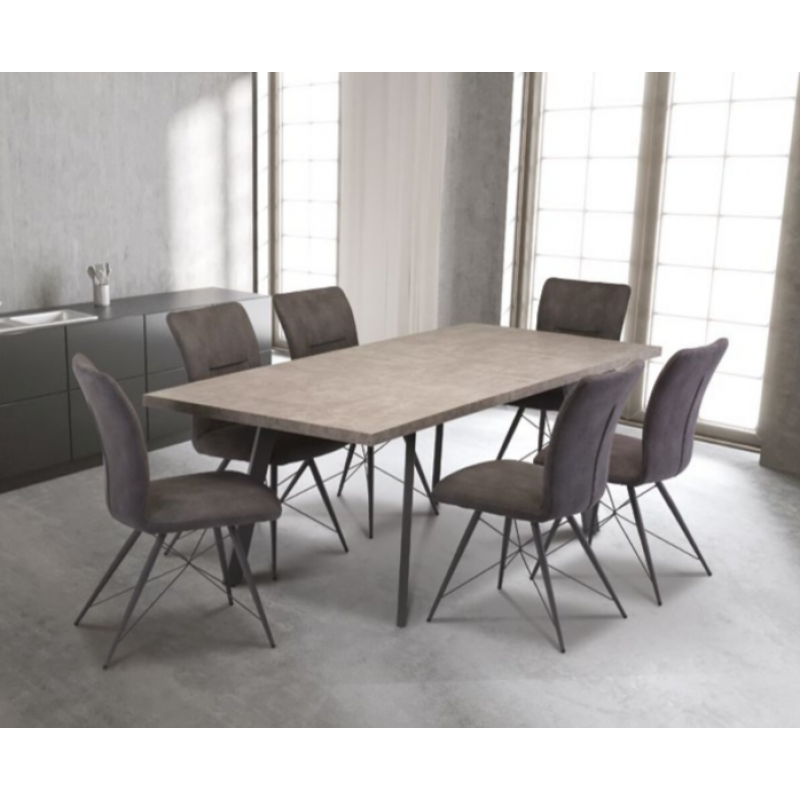 WOF Almafi Concrete Look/Grey Leg 1.6M Extending Dining Table